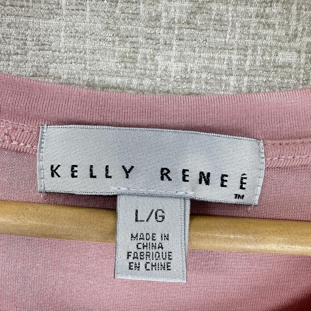 Kelly Renée Shirt Womens Large Pink Eyelet Ruffle Flutter Sleeve Knit Top - Picture 5 of 9